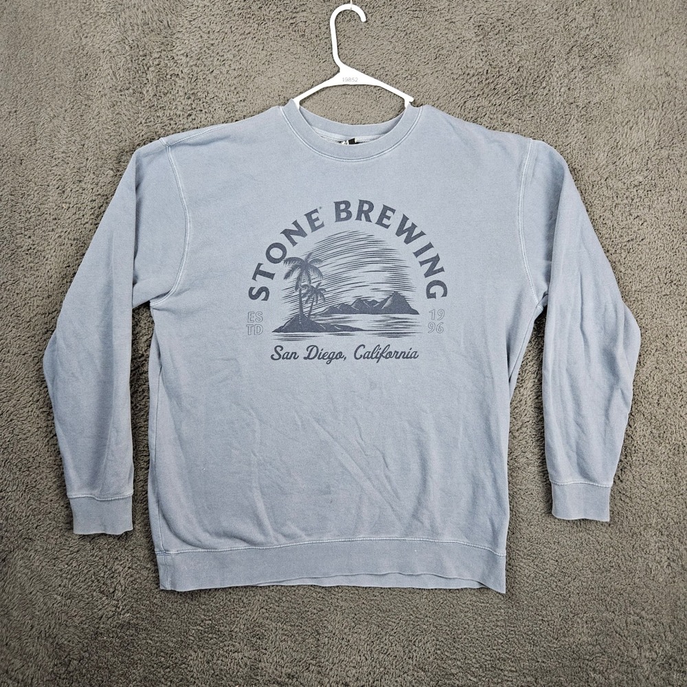 Stone Brewing San Diego California Graphic Sweatshirt Faded Blue Mens XL‎
